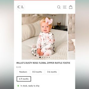 CADEN LANE MILLIE'S DUSTY ROSE FLORAL ZIPPER RUFFLE FOOTIE